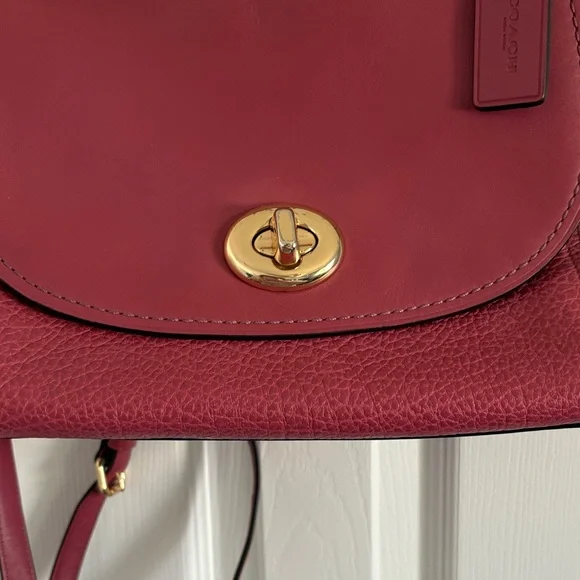 Coach Pink Rouge Faye Crossbody Bag with Top Handle Mixed Material Suede Leather - Picture 6 of 14